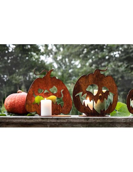 Edelrost Deko für Halloween - Kürbis und warme Töne