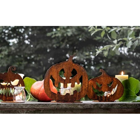 Halloween Kürbis auf runder Platte zum beschmücken