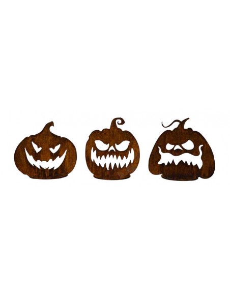 Böse schauende Kürbisse als Herbstdeko für Halloween aus Edelrost - kein Edelstahl