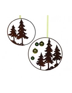 Winterdeko 2 Tannen im Ring zum Aufhängen - klein 40 cm Ø Schöner Ring mit 2 Tannen zum Aufhängen. Du kannst den Ring mit eigene 2