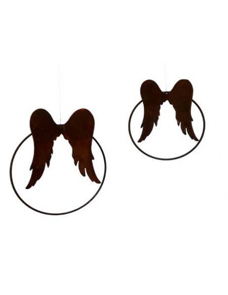 Ring mit Flügeln - klein zur Weihnachtsdeko für den Winter aus Edelrost