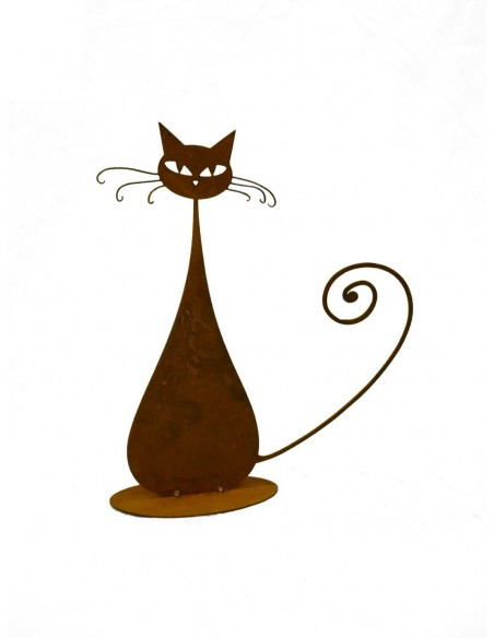 Deko Katzen und Mäuse Katze -Euchulia- 32 cm hoch Höhe 32cm,
Breite 27cm
stilisierte Edelrost Katze im modernen Stil
