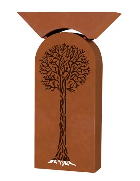 Rostsäule Baum -groß- inkl. Pflanzschale - Höhe 105 cm