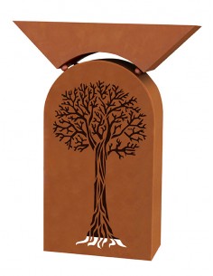 Rostsäule Baum -klein- inkl. Pflanzschale - Höhe 85 cm