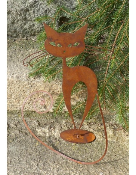 Deko Katzen und Mäuse Rostkatze -Walburga- Edelrostkatze "Walburga" zur Dekoration für Ihren Garten, Eingangsbereich oder Laden
