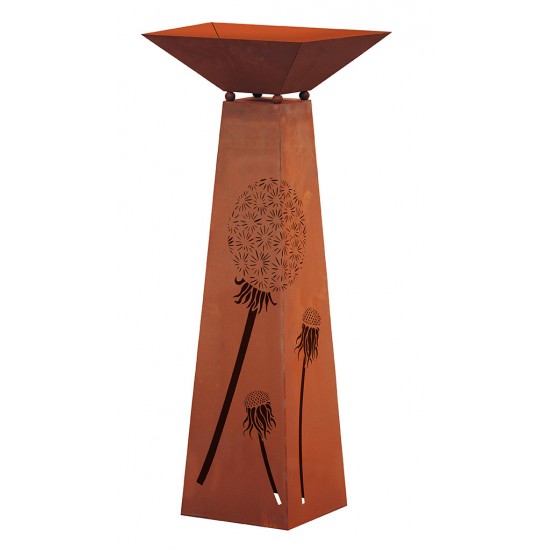 Trapez Edelrostsäule mit Pusteblumenmotiv