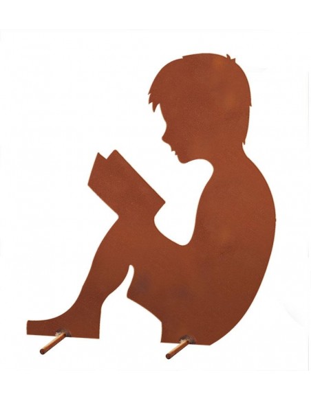 Bub beim Lesen auf Querstangen, 80cm hoch und 70cm breit