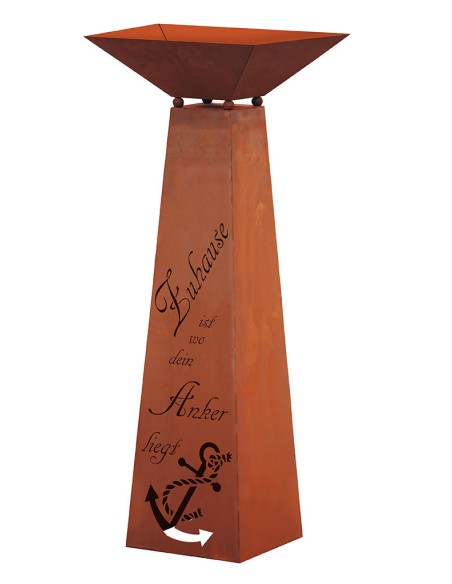 Trapez Rostsäule mit Spruch - Zuhause ist wo dein Anker liegt, Höhe 100 cm Trapez Rostsäule mit Spruch - Zuhause ist wo dein Anker liegt, Höhe 100 cm