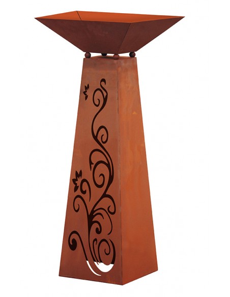 Rost Säule Trapez Ornament inkl. Schale 96,5 cm hoch Rost Säule Trapez Ornament inkl. Schale 96,5 cm hoch
