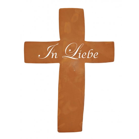 Metall Grabkreuz mit Schriftzug - In Liebe - Höhe 35 cm