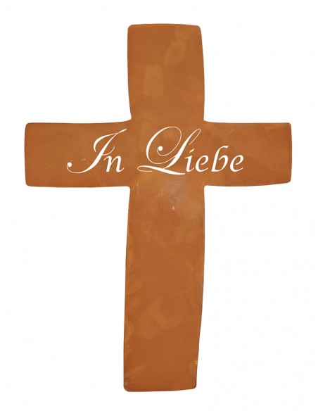 Metall Grabkreuz mit Schriftzug - In Liebe - Höhe 35 cm