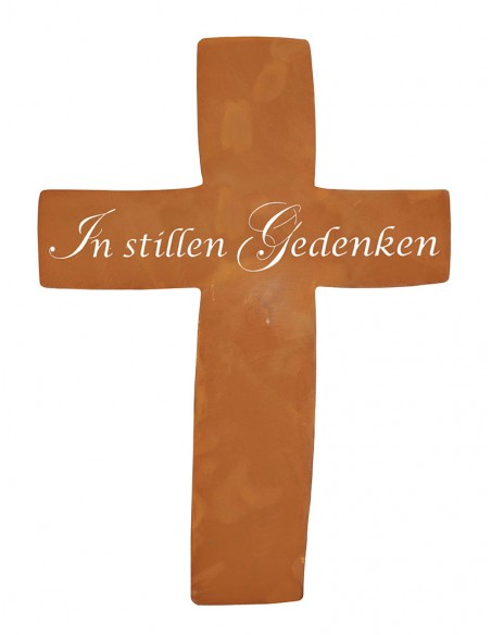 Metall Grabkreuz mit Schriftzug - In stillen Gedenken - Höhe 35 cm
