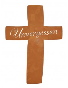 Metall Grabkreuz mit Schriftzug - Unvergessen - Höhe 35 cm
