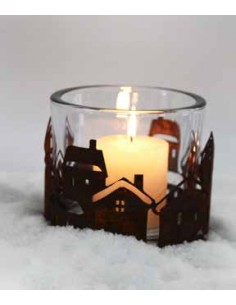 Weihnachtsdeko Aussen Häuserring Ø 15 cm Edelrost Häuserring - Verwendbar mit Teelicht oder Kerze zur stimmungsvollen Dekoration