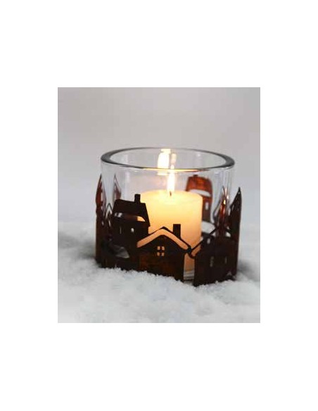 Weihnachtsdeko Aussen Häuserring Ø 15 cm Edelrost Häuserring - Verwendbar mit Teelicht oder Kerze zur stimmungsvollen Dekoration
