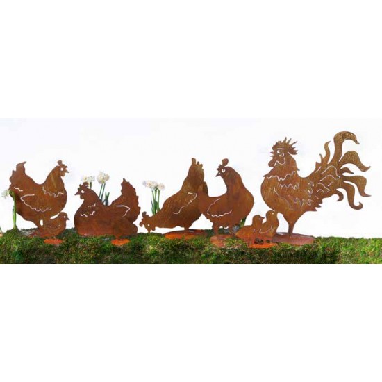 Frühling / Ostern Rost Gockel auf Platte 50 cm Edelrost Hahn 
H: 53 cm
B: 50 cm
mit Standplatte
