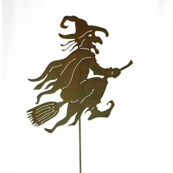 Hexen, Elfen, Drachen und Mystisches Alte Hexe als Gartenstecker - klein - 49 cm 
Höhe 49 cm
Breite 35 cm
Stablänge 100 cm

