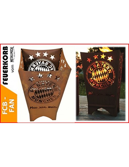 Start FC Bayern Feuerkorb eckig - Mia san mia 


Extra Coole Feuerstelle mit FC Bayern Logo und Text " Mia san mia "
Höhe 70