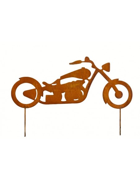 Edelrost Gartenstecker  Motorrad Chopper 