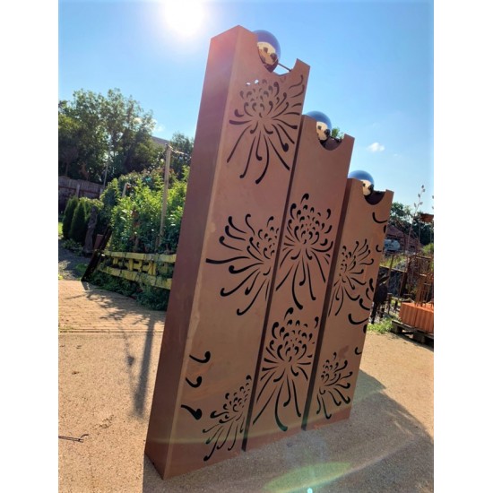 Stelen Rostsäule Pusteblume mit Edelstahlkugel