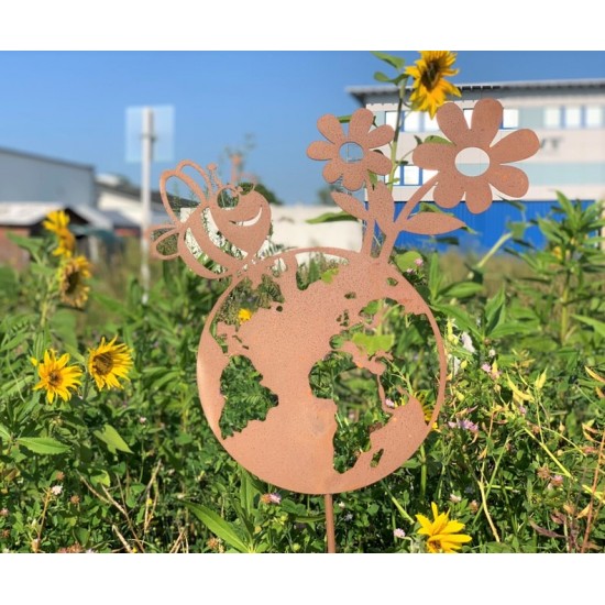 Gartenstecker Biene fliegt aus Rost - Edelrost - kein Edelstahl