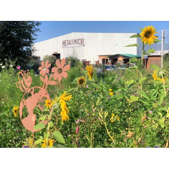 Gartenstecker Gartenstecker Biene - Happy Planet - Ø 47 cm Edelrost Bienen Gartenstecker Happy Planet auf 100 cm Stab
Mit diese