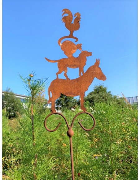 Gartenstecker mit Tieren - Bremer Stadtmusikanten als Gartenstecker