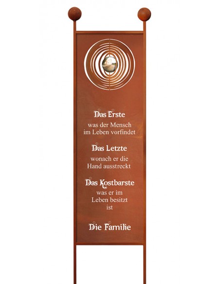 XXL Gartenstecker - Familie inklusive Edelstahlkugel - Höhe 200 cm