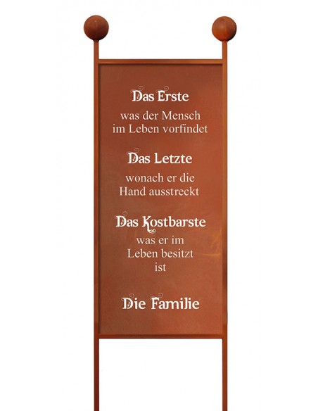 Gartenstecker Familie, Höhe 190 cm, Breite 43 cm, Tafelhöhe 90 cm, 2 teilig