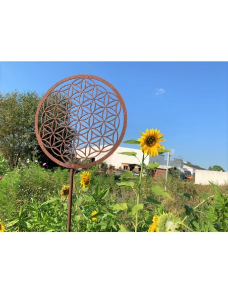 Gartenstecker Blume des Lebens - Gartenstecker Sonnenblumen in Blumenwiese