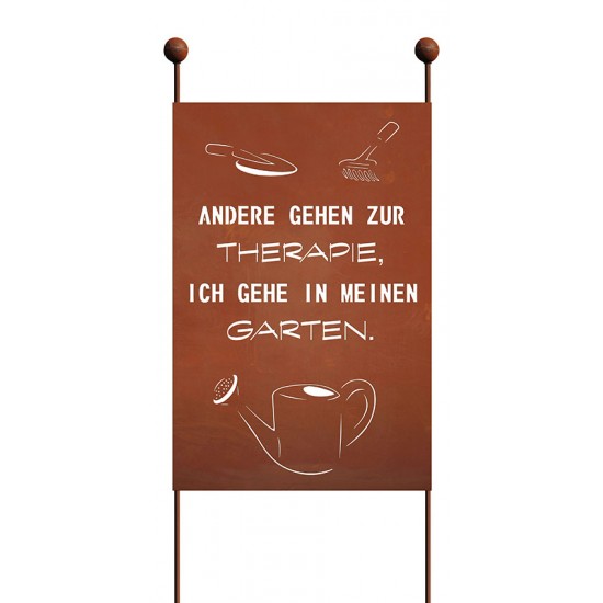 Gartenstecker aus Metall mit Spruch - Therapie - Höhe 120 cm