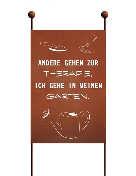 Gartenstecker aus Metall mit Spruch - Therapie - Höhe 120 cm