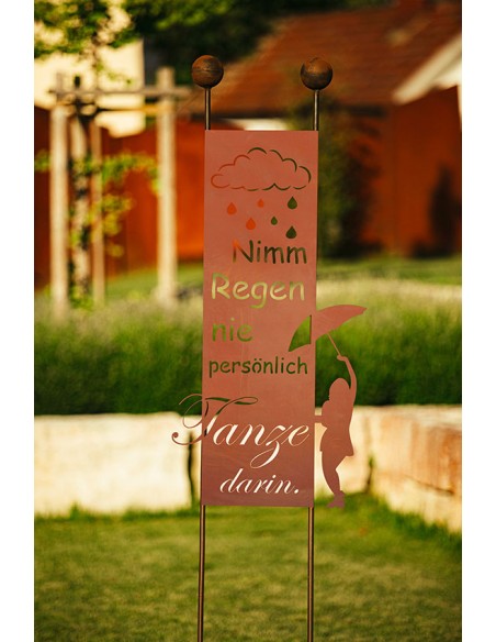 Gartenstecker - Nimm Regen nie persönlich, tanze darin! -  Höhe 205 cm Gartenstecker - Nimm Regen nie persönlich, tanze darin! -  Höhe 205 cm
