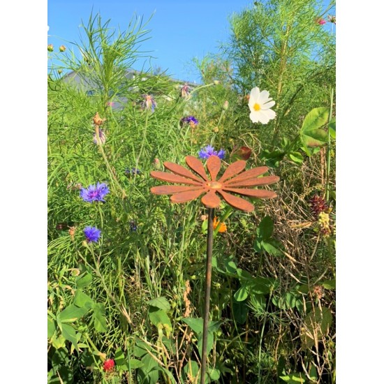 Blumenstecker Deko Gartenstecker Blume - Daisy - mit Goldpunkt für den Außenbereich