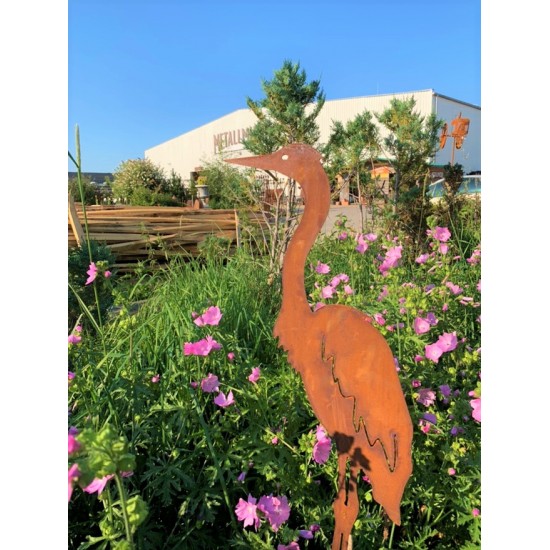 Adler, Falke und Reiher Rost Reiher stehend auf Stab, Rostige Dekoration