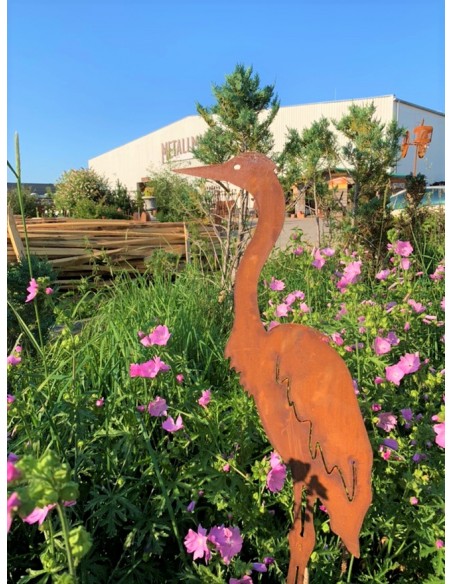 Adler, Falke und Reiher Rost Reiher stehend auf Stab, Rostige Dekoration