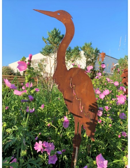 Adler, Falke und Reiher Rost Reiher stehend auf Stab  Edelrost Fischreiher