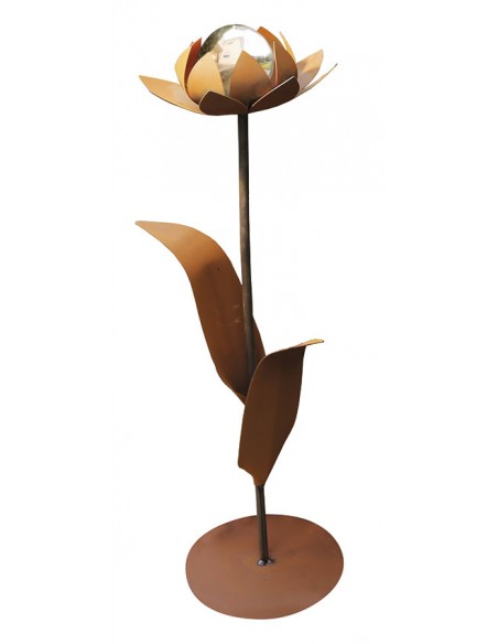 Glasblume Tina - Tulpe - Höhe 86 cm - Edelstahlkugel