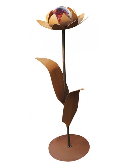 Glasblume Tina - Tulpe - Höhe 86 cm - Kugel Rot