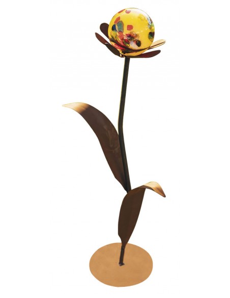 Glasblume Nele - Höhe 97 cm - Kugel Gelb