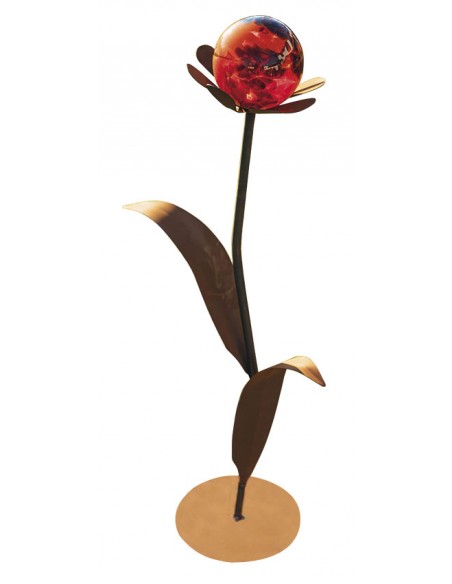 Glasblume Nele - Höhe 97 cm - Kugel Rot