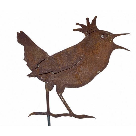 Vogel Deko Zaunkönig Topfstecker 30 cm - groß - Deko Vogel mit Krone 
Gartenstecker Zaunkönig mit einer Krone auf dem Kopf
Der
