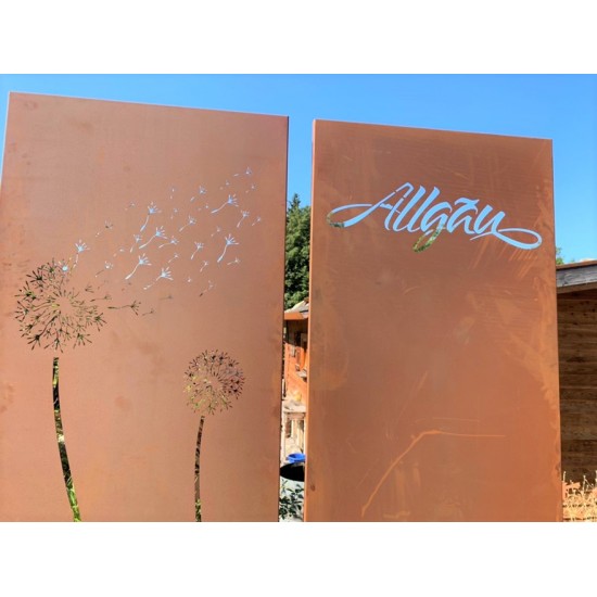 Pusteblumen Sichtschutzwand Pusteblume - Höhe 180 cm - Trennwand Metall Edelrost Sichtschutzwand - Pusteblume
Die Pusteblume ha