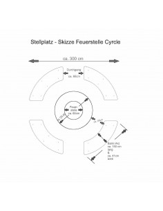 Feuerstelle Circle XXL Set mit Grill und Bänken