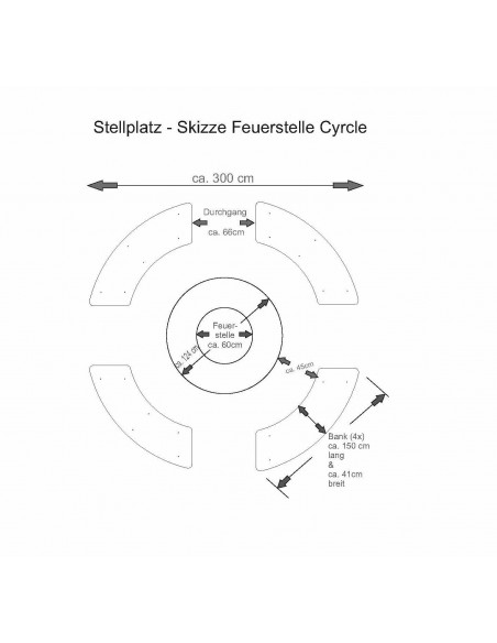 Aufmaß für Grillplatz Feuerstelle - benötigter Platzbedarf für Grillstelle im Garten