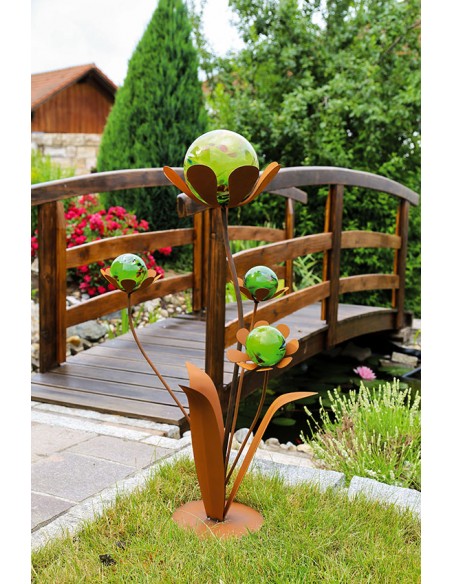 Glasblume Ferrum - Höhe 96 cm - Kugeln Rot