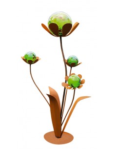 Glasblume Ferrum - Höhe 96 cm - Kugeln Hellgrün