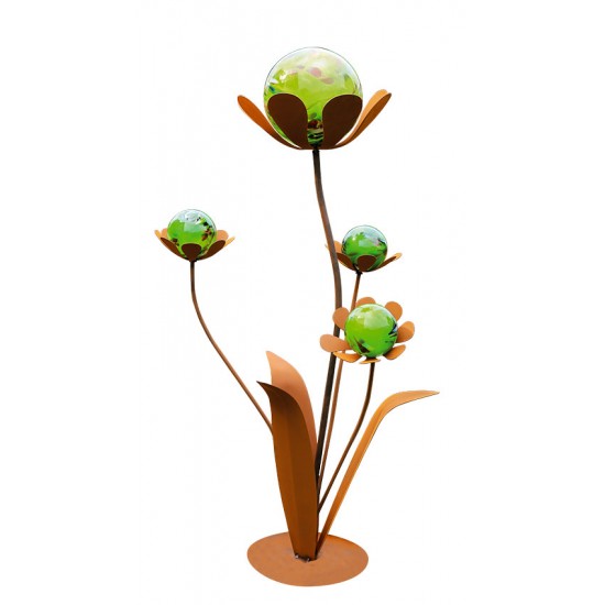 Glasblume Ferrum - Höhe 96 cm - Kugeln Hellgrün