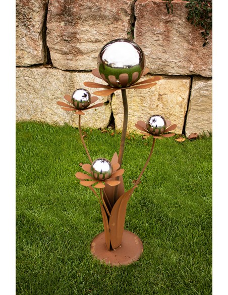 Glasblume Ferrum - Höhe 96 cm - Edelstahlkugeln Glasblume Ferrum - Höhe 96 cm - Edelstahlkugeln