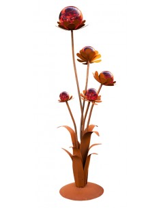 Glasblume Blumenzauber 1 - Höhe 165 cm - Rote Glaskugeln